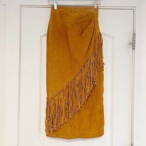 Incredible Vintage Phoenix Genuine Leather Fringe Midi Skirt - 3/4
